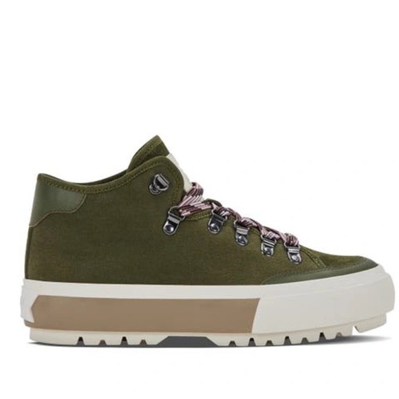 GREATS Womens 8.5 Sneaker Brooklyn Wooster Sport Hiker Cargo Canvas Army Green - Picture 4 of 6